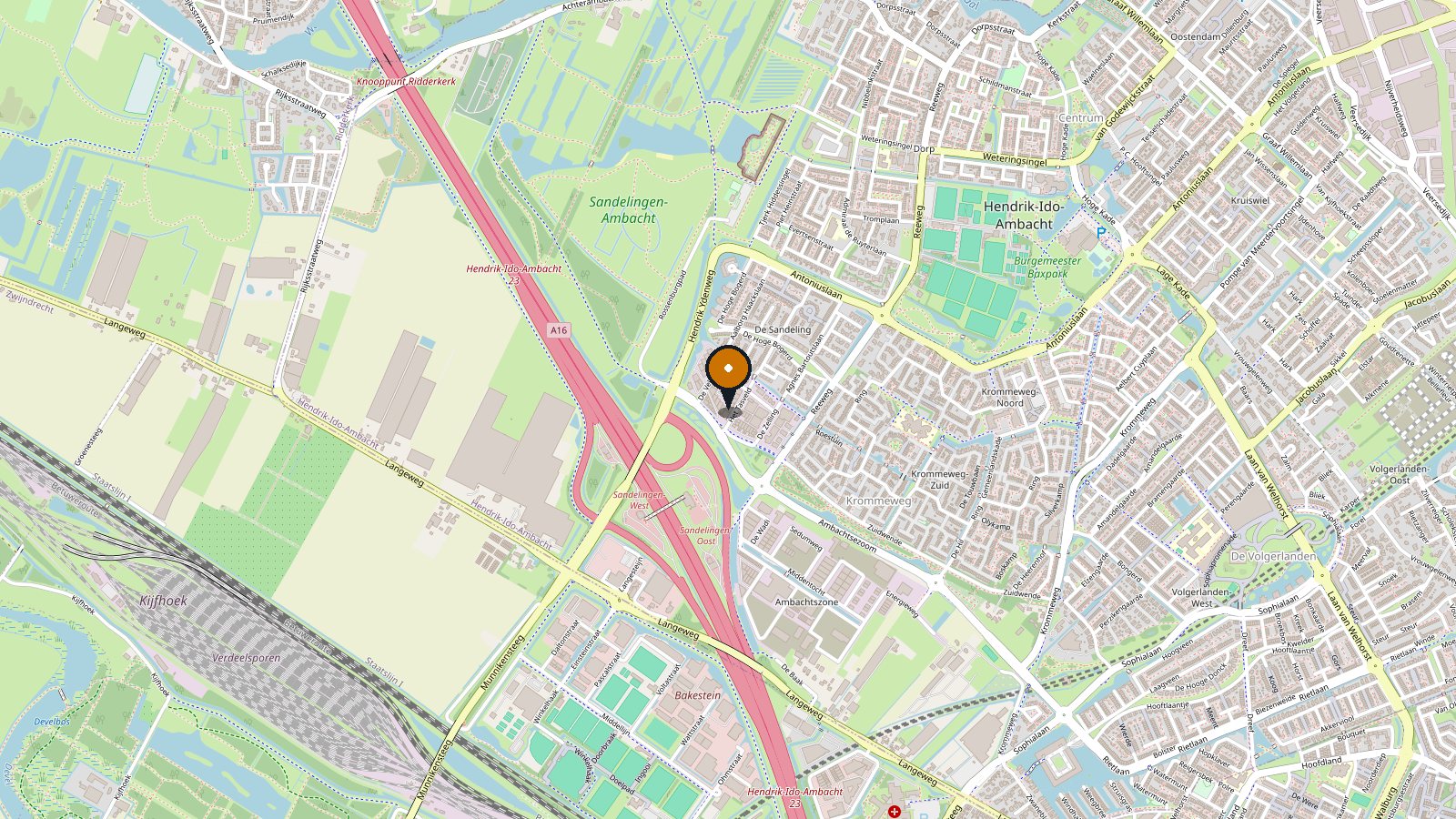 Karte mit der Lage von O.G. Logistics B.V. am Het Tasveld 3 in Hendrik-Ido-Ambacht